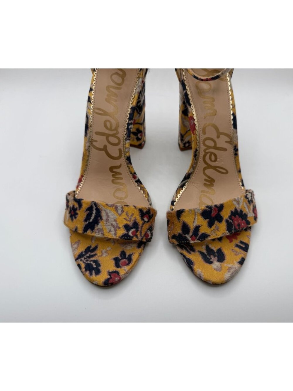Sam Edelman Yaro Block Heel Sandals Women Size 8M Tuscan Yellow/Multi Floral - Picture 5 of 11